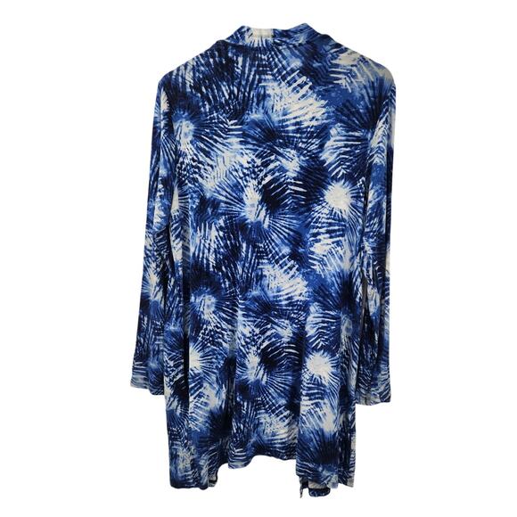 Lands' End Blue Tie Dye Open Front Cardigan - Size Large - Picture 2 of 4